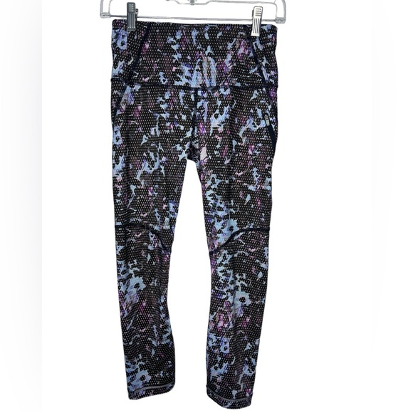 Lululemon All Sport Crop Floral Sport Tranquil Blue Multi Legging W6F62S Size 4 - Picture 1 of 15